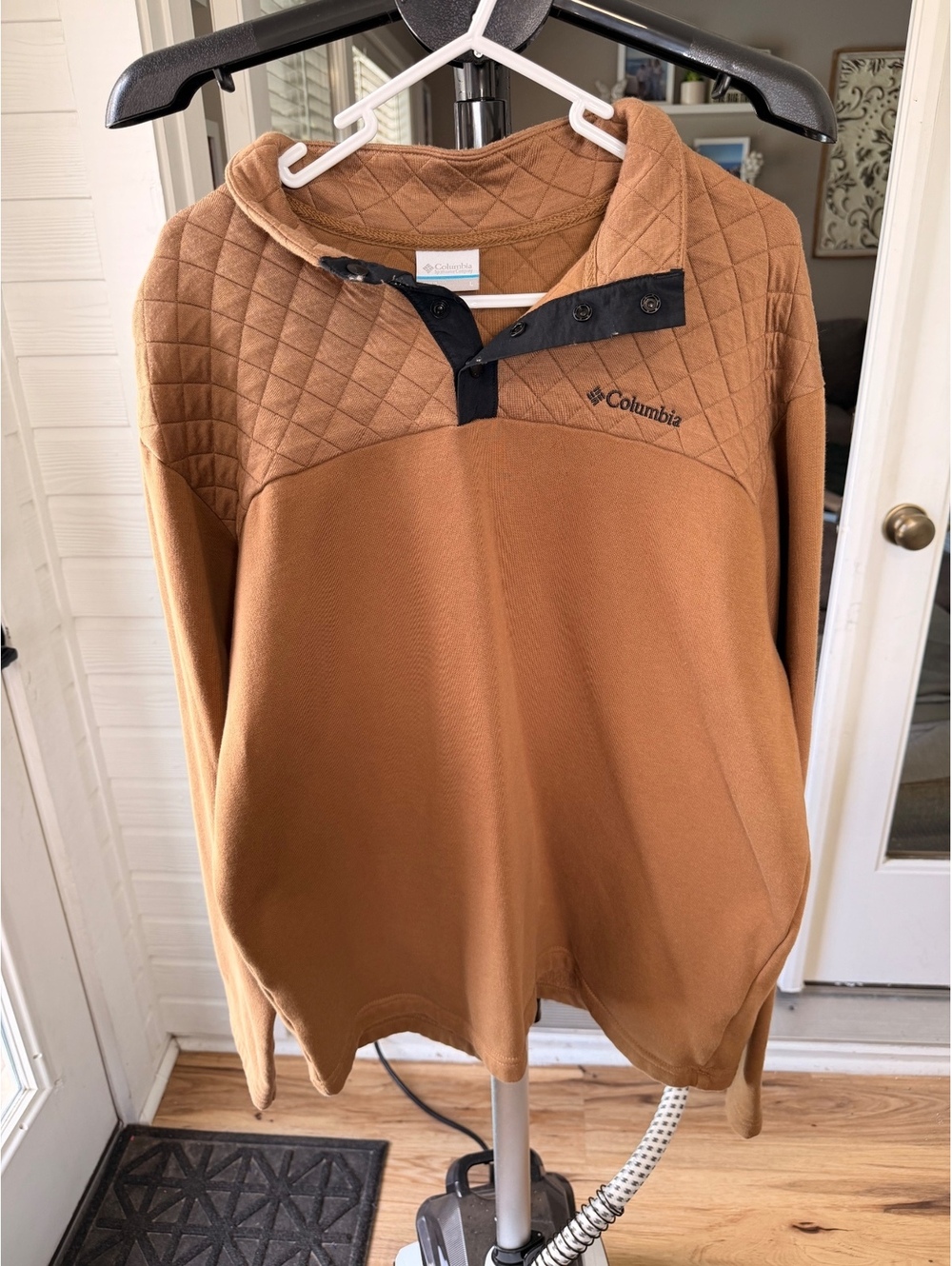 Columbia brown quilted quarter-snap pullover